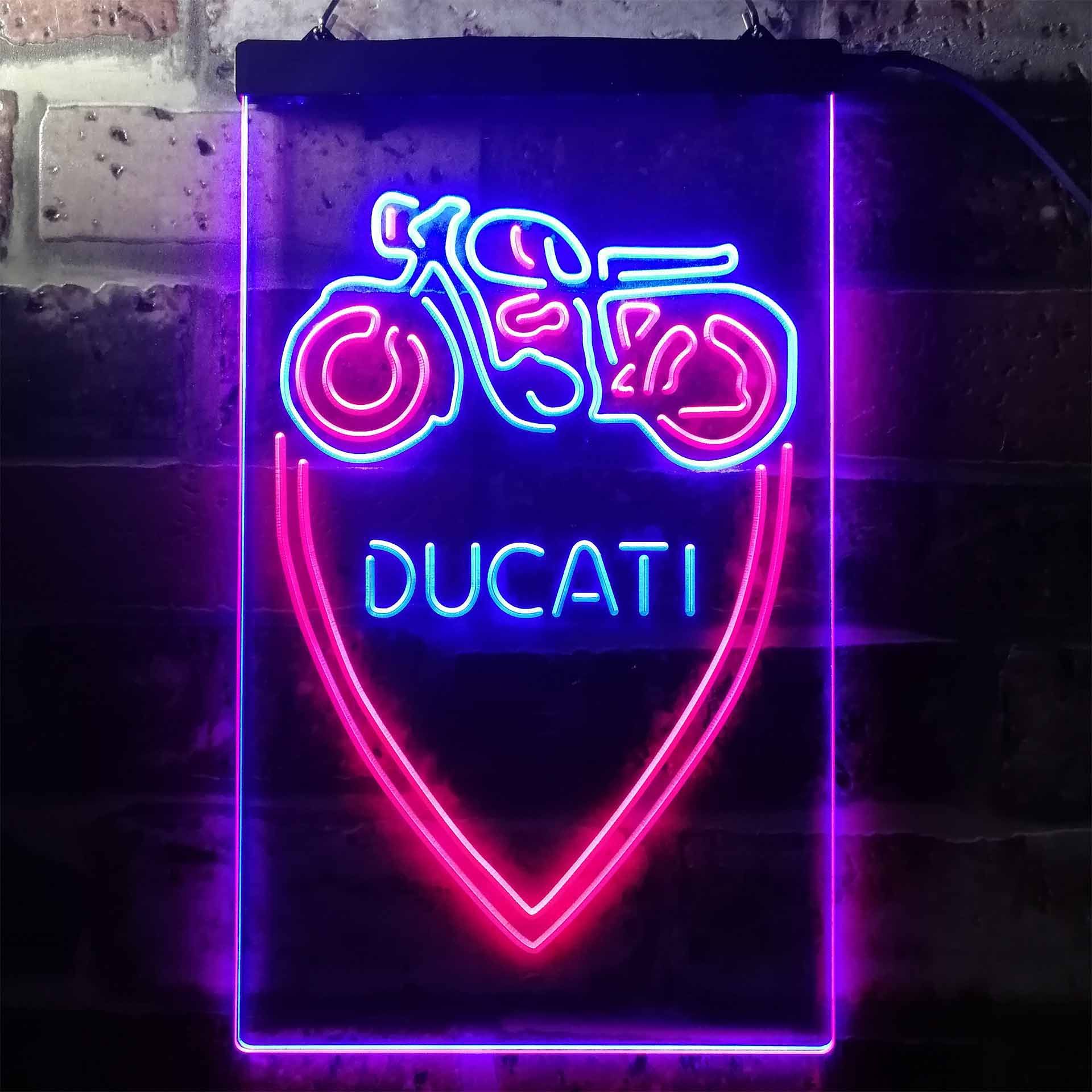 Ducati Motorcycle Dual LED Neon Light Sign